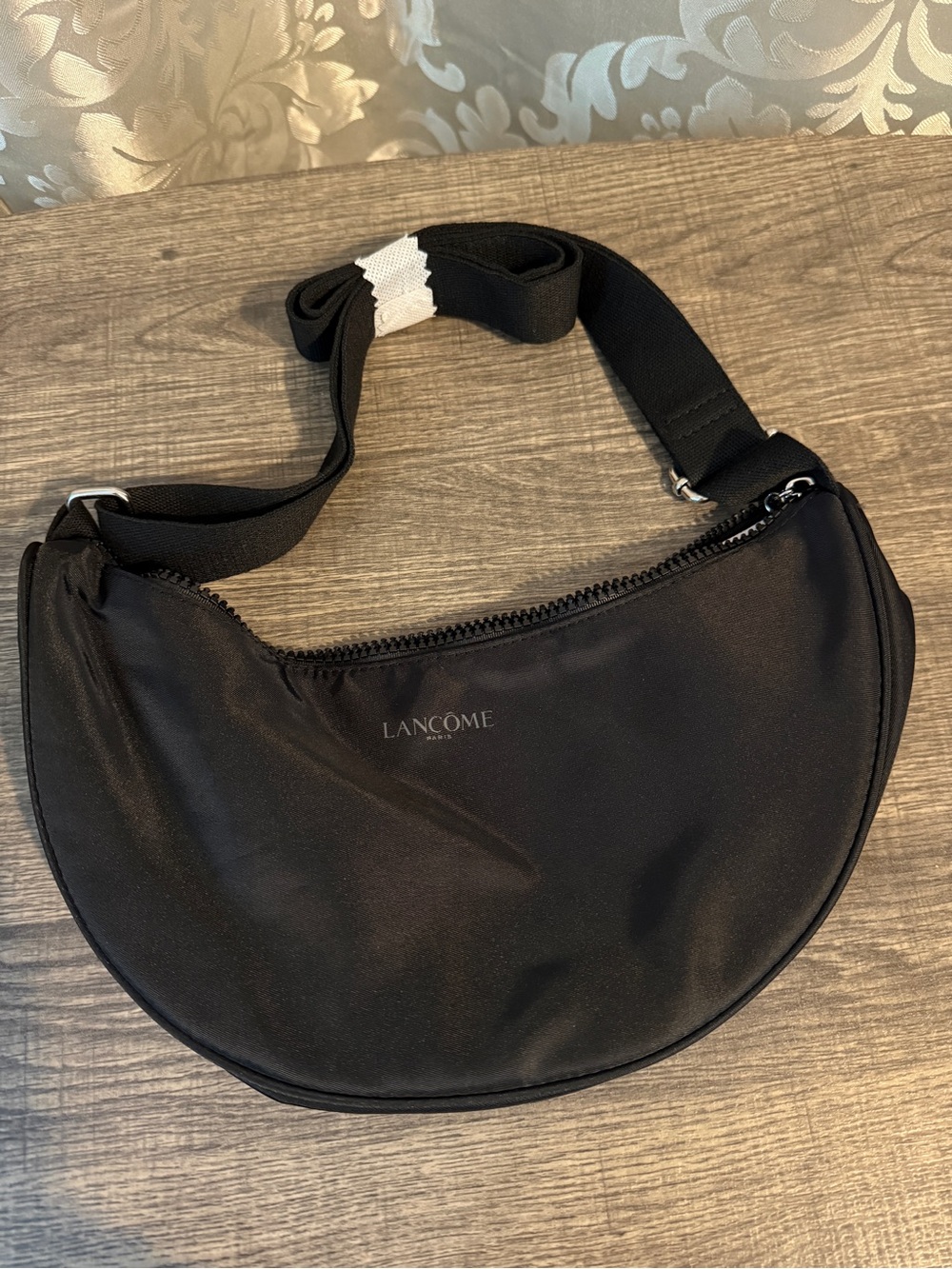 New Lancome Black Crescent Crossbody Saddle Bag